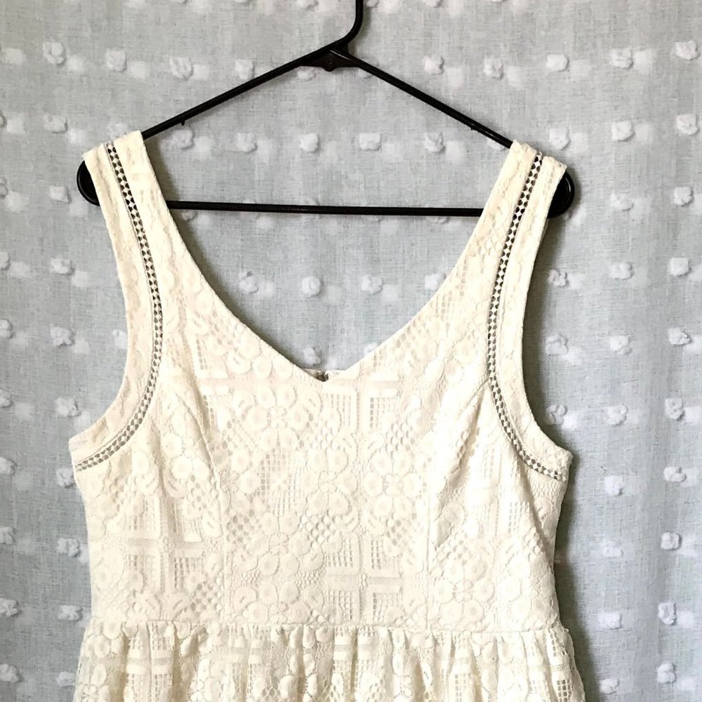 A-Line White Lace Dress